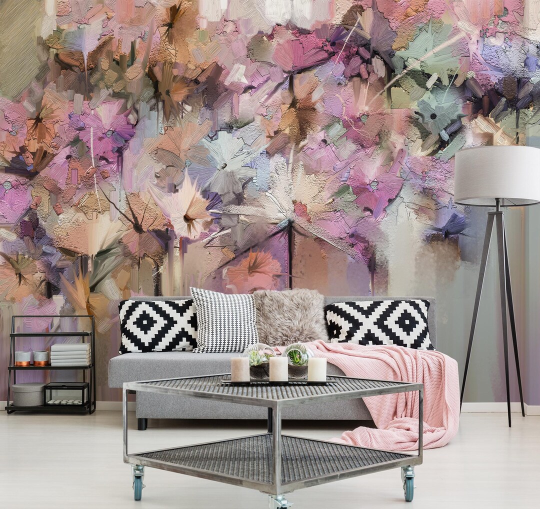 Buy Abstract Floral Wallpaper, Vintage Wall Mural, Self Adhesive, Peel