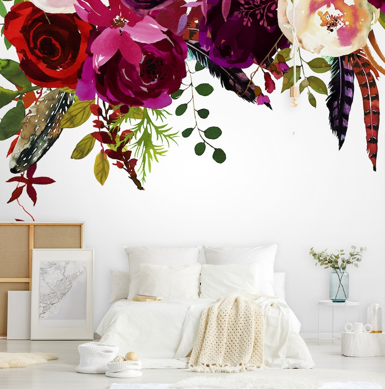 Boho Removable Wallpaper Peel and Stick Wall Mural With Etsy UK