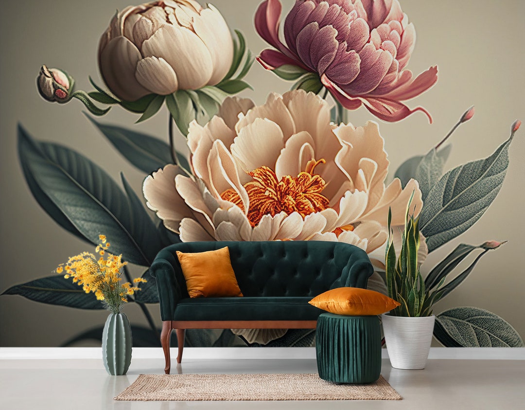 Floral Bouquet Wall Mural, Flowers Wallpaper, Self Adhesive, Peel and ...