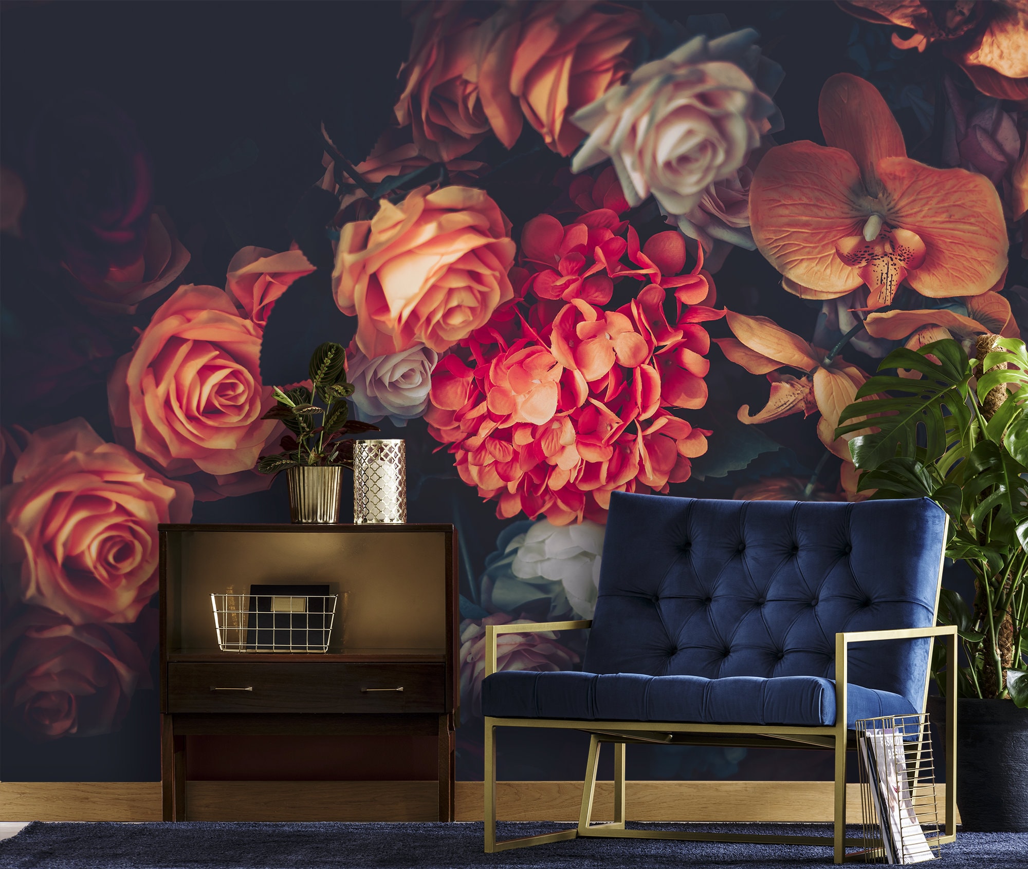 Beautiful Flowers Wallpaper Peel and Stick Vintage Floral Etsy Canada