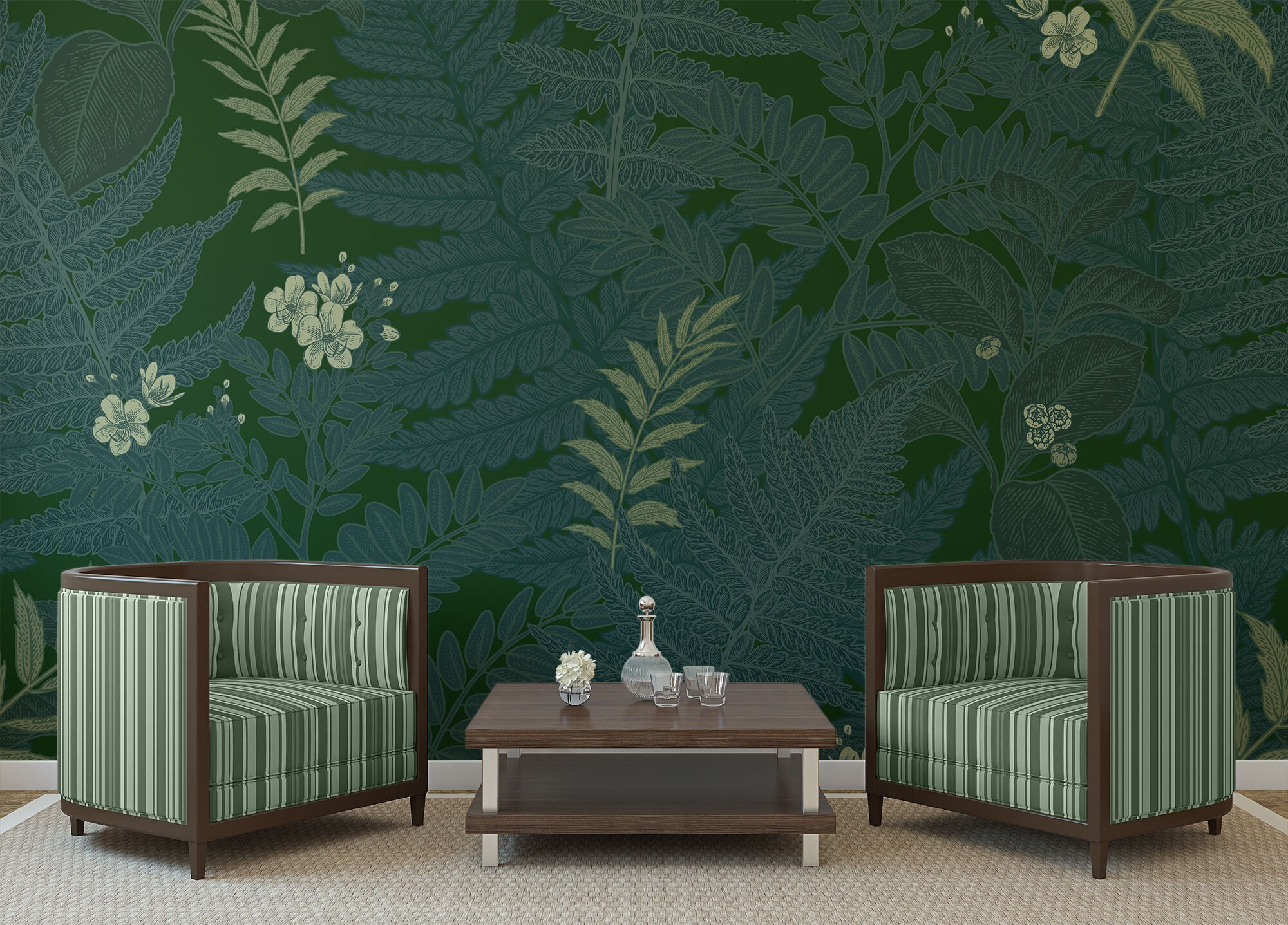 Dark Forest Plants Wallpaper, Botanical Wallpaper, Self Adhesive, Peel ...
