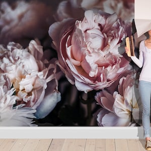 Peony flowers wall mural, peel and stick floral wallpaper, temporary removable wallpaper, self adhesive, floral wall decor, home decor image 5