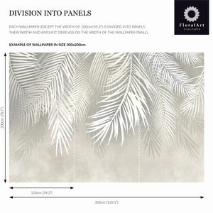 Beige tropical palm leaf wall mural, botanical wallpaper, boho wall decor, self adhesive peel and stick or traditional vinyl image 6