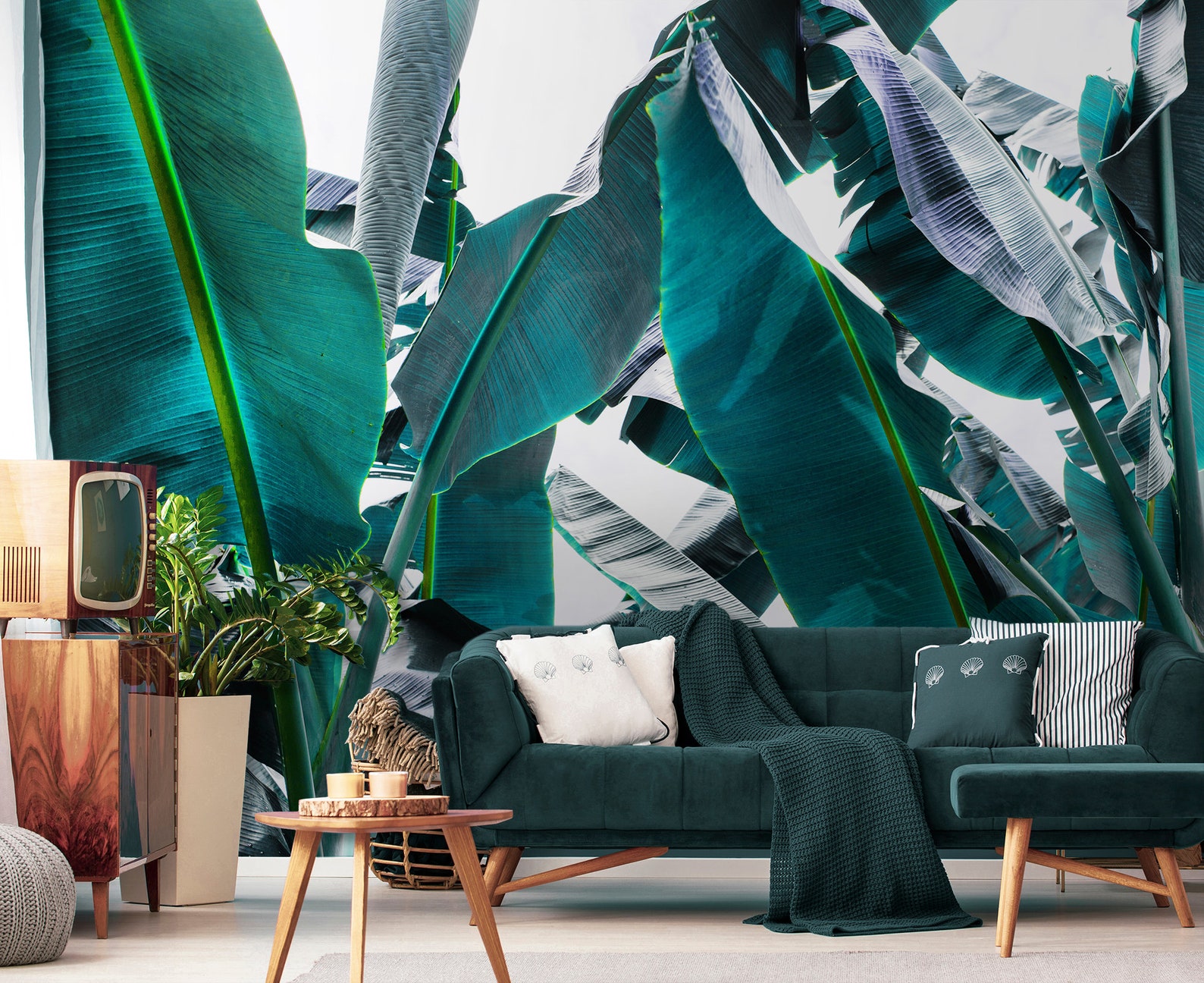 Green Banana Leaf Wall Mural, Peel and Stick Removable Wallpaper ...