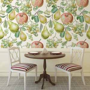 Papier peint botanique, motif de fruits, auto-adhésif, autocollant, amovible ou traditionnel, papier peint en vinyle