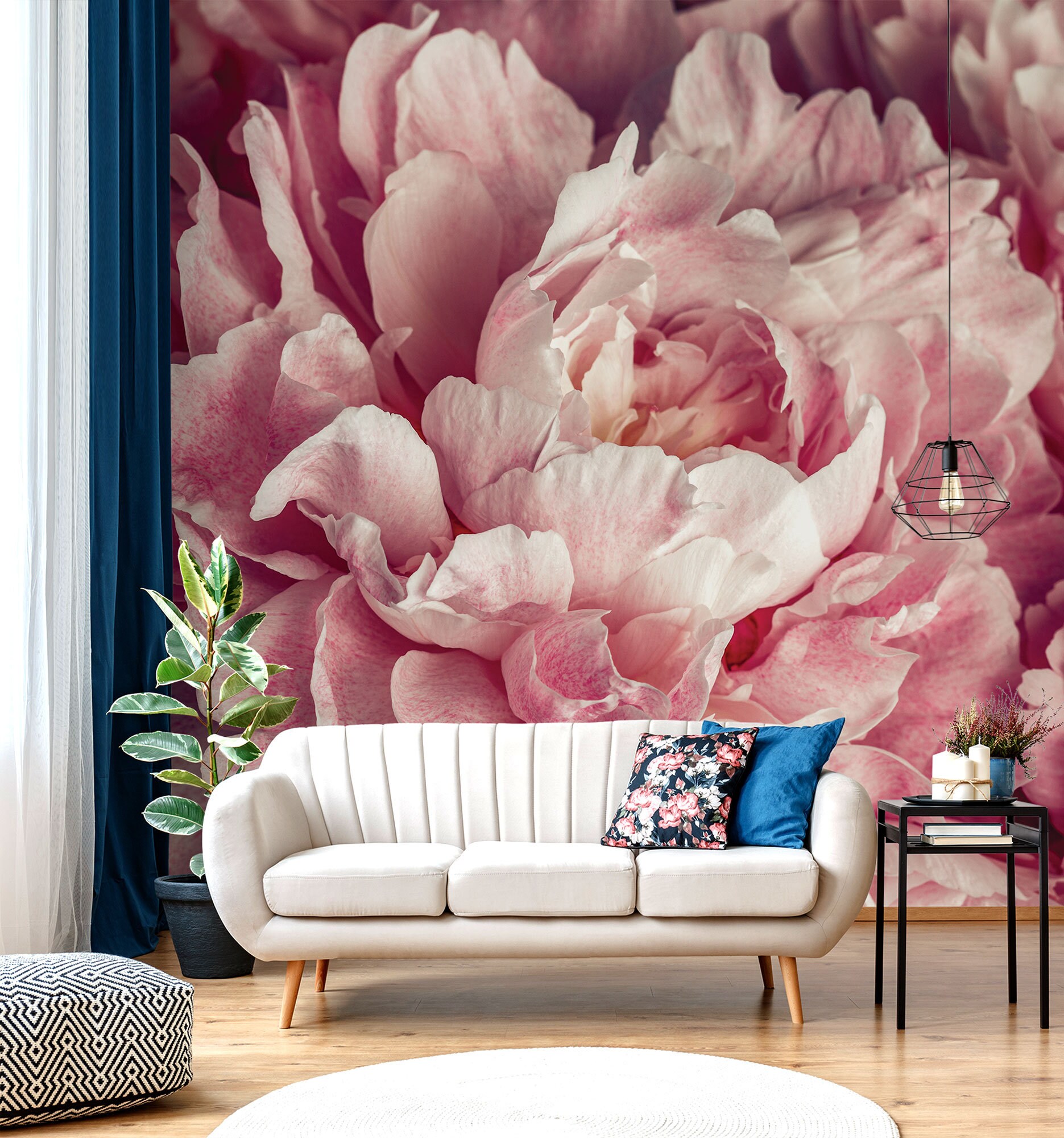 Pink Peony Wall Mural, Self Adhesive Removable Wallpaper, Floral ...