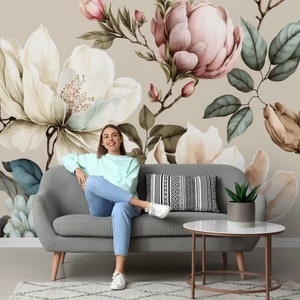 Frühlingsblumentapetenwandbild, Blumentapete, selbstklebend, schälen und aufkleben, abnehmbar oder traditionell, Vinyltapete