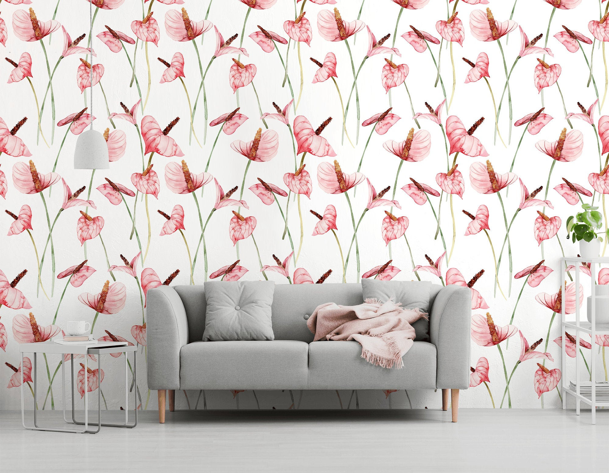 Colorful floral wallpaper peel and stick wall mural Etsy