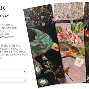 Dramatic floral wallpaper, dark botanical mural, peonies and tulips, wall art, home decor, self adhesive peel and stick or traditional vinyl SAMPLE