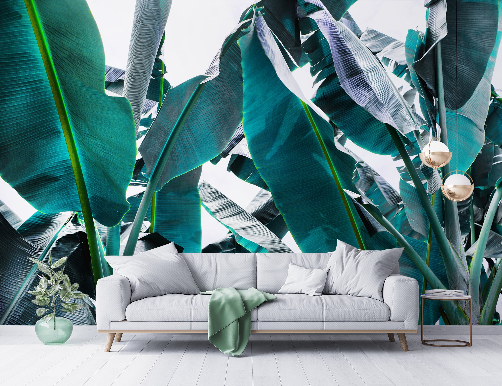Green Banana Leaf Wall Mural, Peel and Stick Removable Wallpaper ...