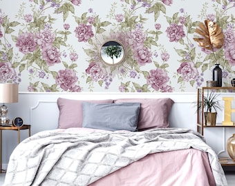 Floral wallpaper, peel and stick, self adhesive, floral pattern, removable wallpaper, wall decor