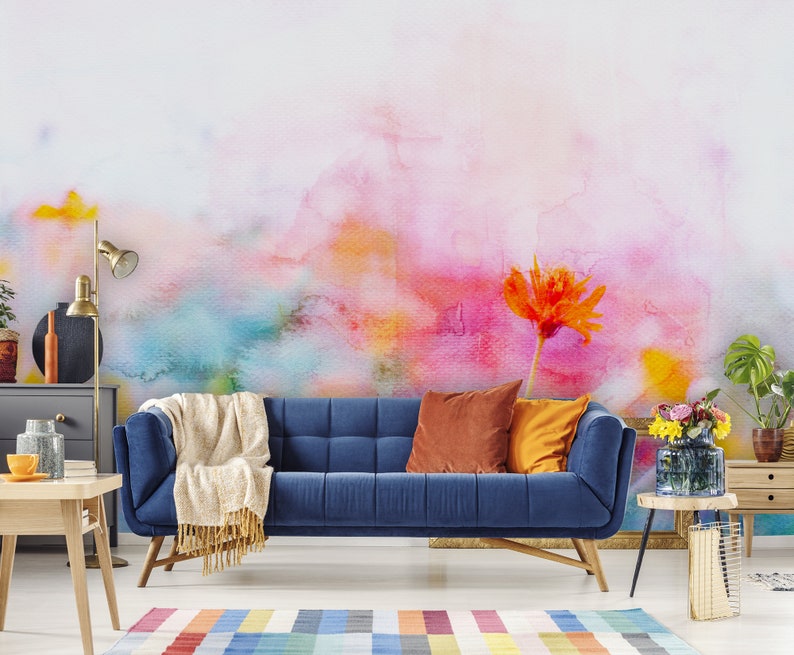 Colorful Floral Wallpaper Self Adhesive Removable Wallpaper Etsy