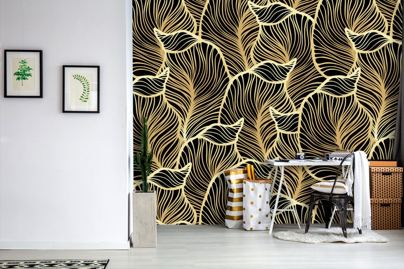Banana leaf wallpaper peel and stick tropical wall mural Etsy