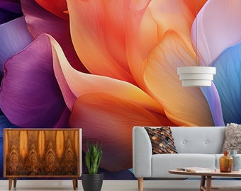 Tapeta ogrodowa z motywem kwiatowym, fototapeta z motywem kwiatów, dekoracja botaniczna, samoprzylepna, odklejana i przyklejana, usuwalna lub tradycyjna, tapeta winylowa