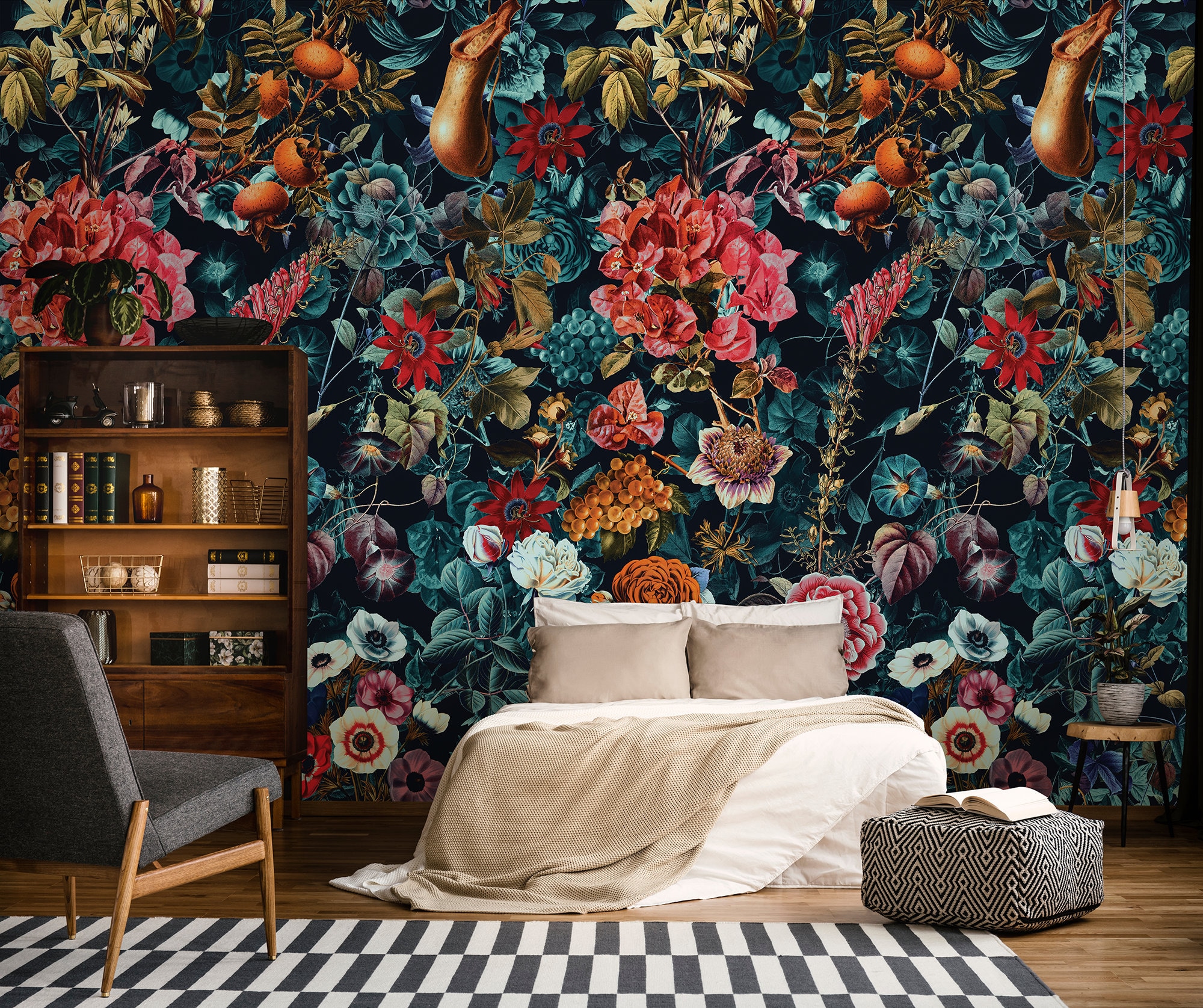 Dark Garden Wallpaper Removable Peel and Stick Wall Mural - Etsy Dark Garden Wallpaper Removable Peel and Stick Wall Mural - Etsy