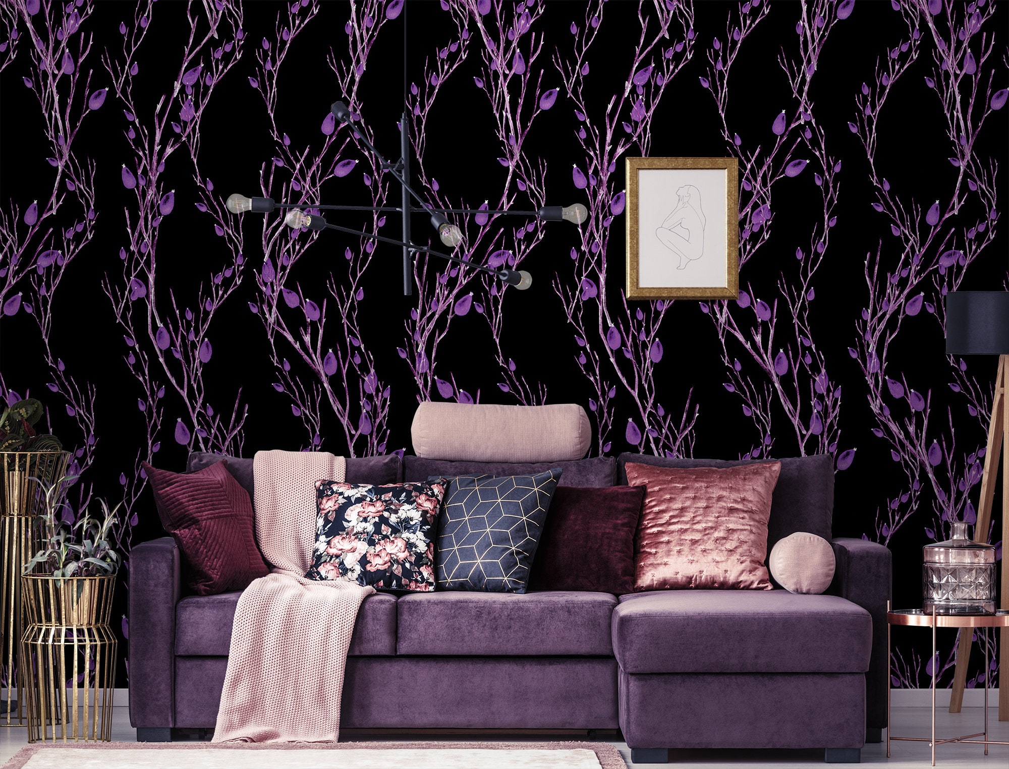 decorative india Floral  Botanical Purple Yellow Gold Wallpaper Price in  India  Buy decorative india Floral  Botanical Purple Yellow Gold  Wallpaper online at Flipkartcom