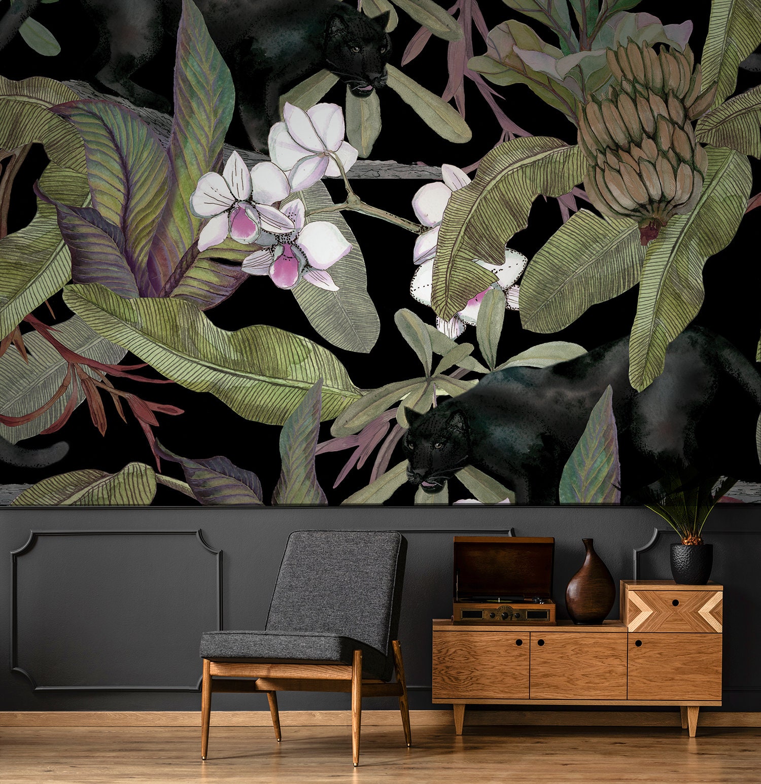 Jungle Wall Mural Peel and Stick Wall Mural Vintage Etsy