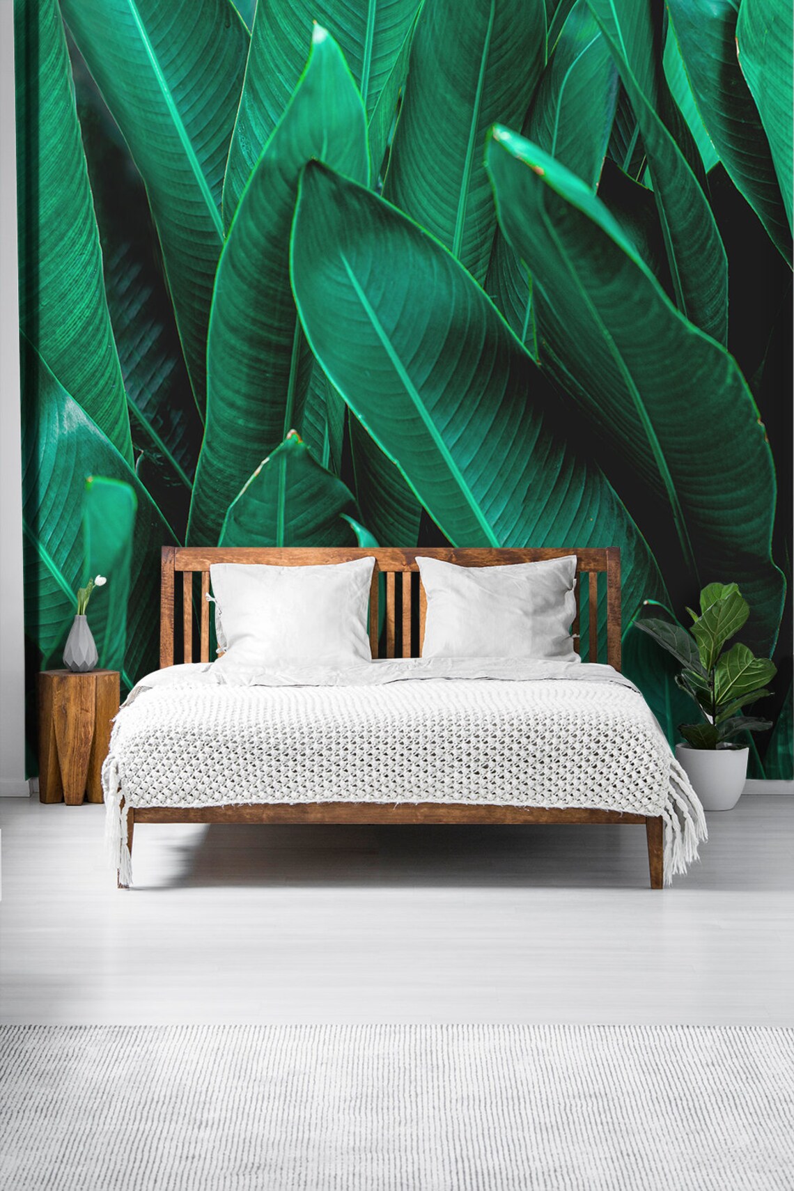 Green Leaves Removable Wallpaper Peel and Stick Floral Wall Etsy