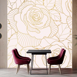 Luxury Rose Flower Wallpaper, Natural Botanical Wall Mural, Self ...