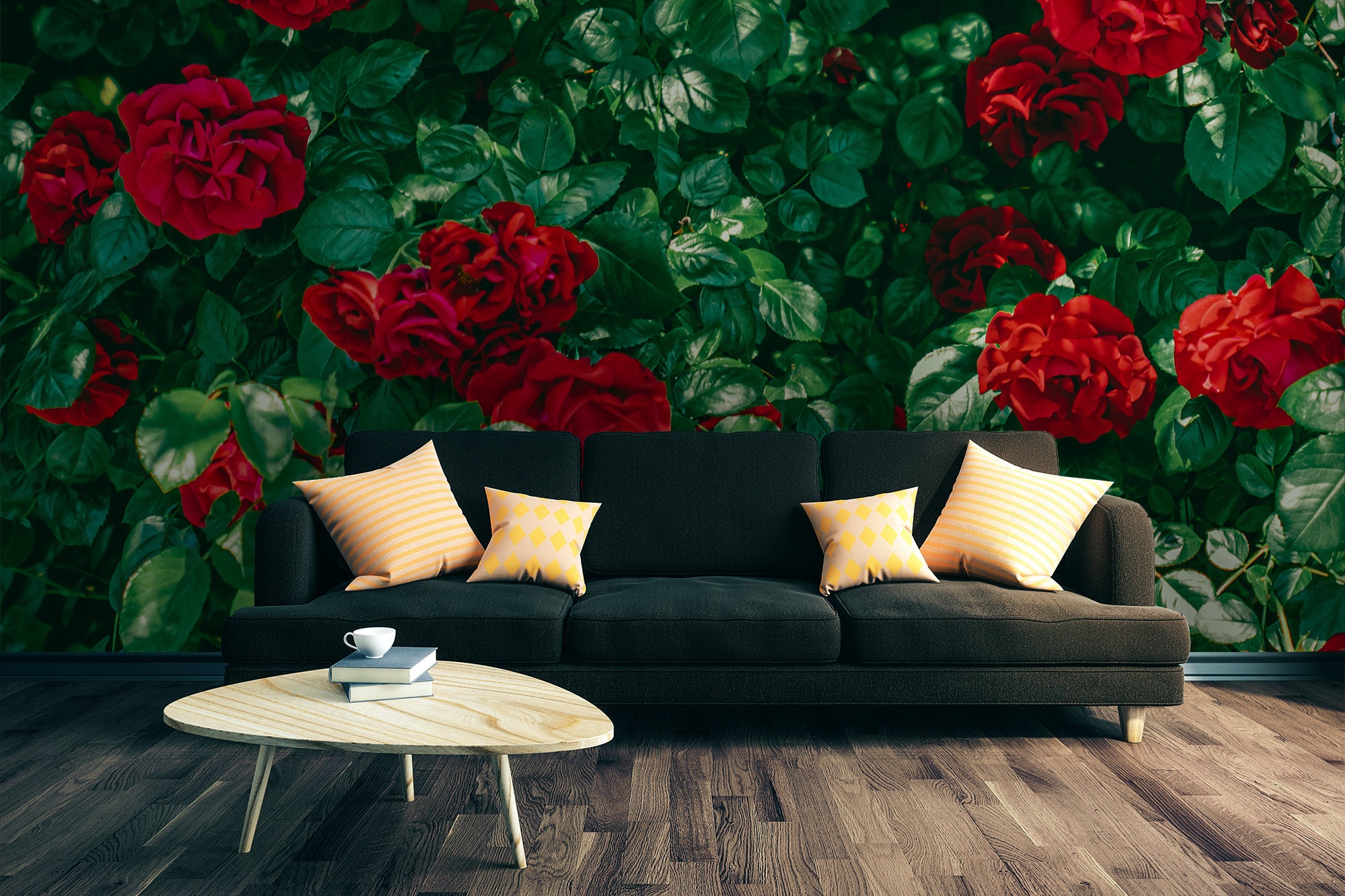 Garden Red Roses Wall Mural Peel and Stick Removable Etsy