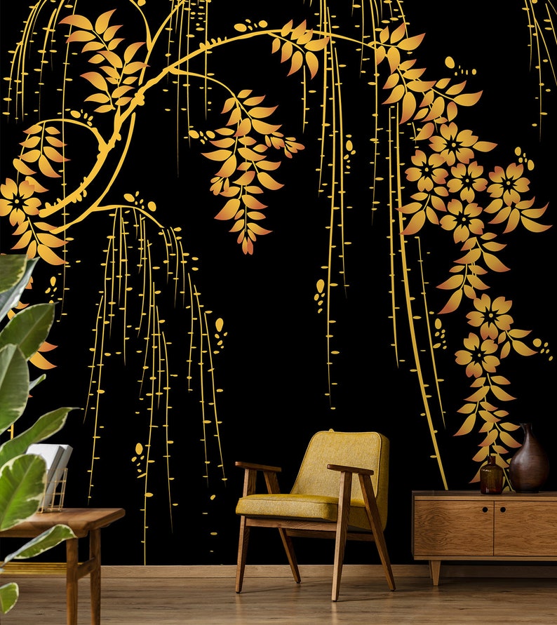 Willow Branch Wallpaper Peel and Stick Wall Mural Removable Etsy