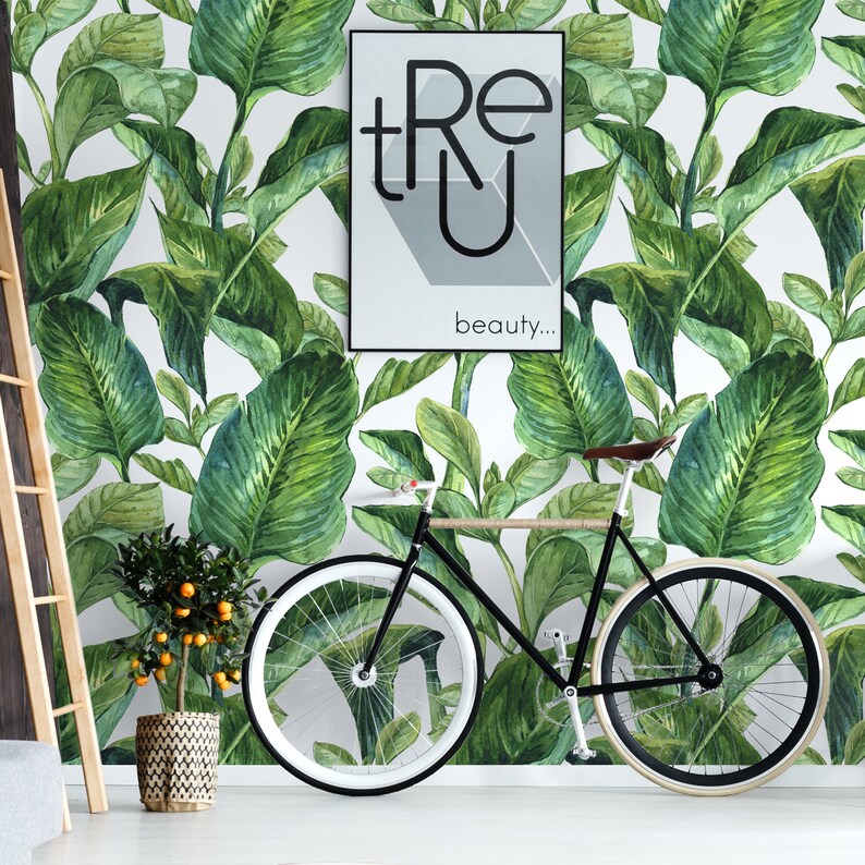 Banana Leaf Wallpaper Peel and Stick Wallmural With | Etsy