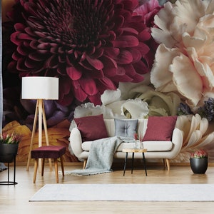 Bouquet of flowers wallpaper, floral photo wallpaper, self adhesive, peel and stick, removable or traditional, vinyl wallpaper