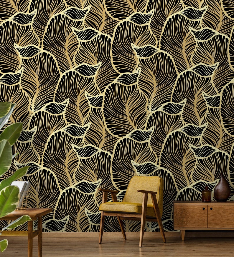 Banana leaf wallpaper peel and stick tropical wall mural Etsy