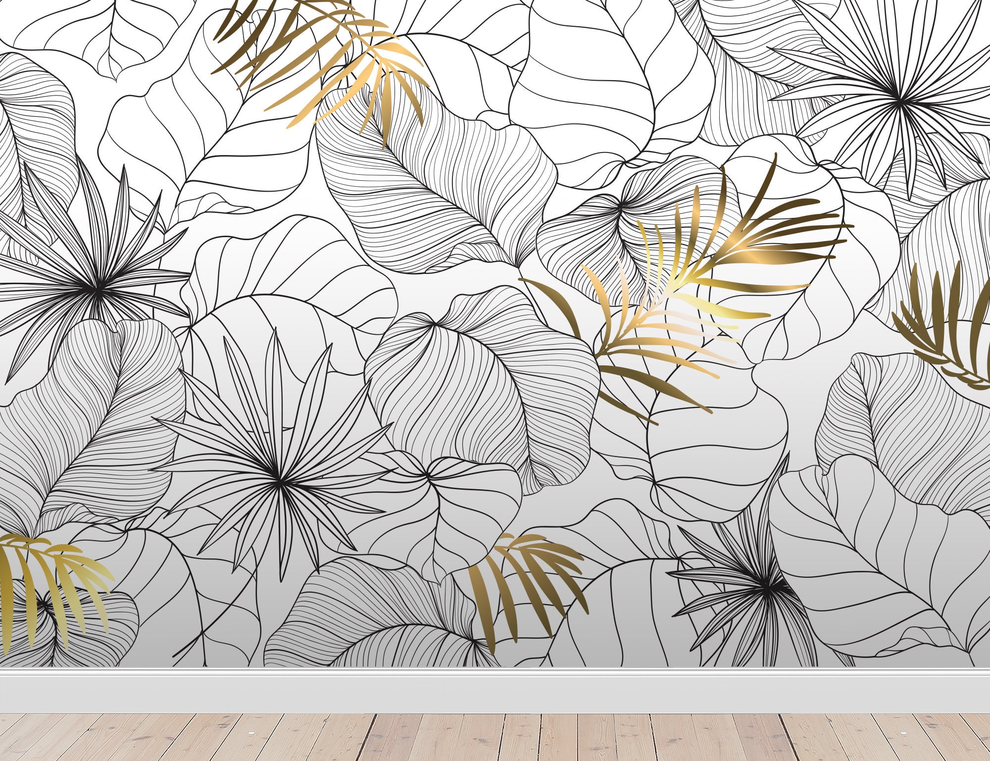 Ramas y hojas tropicales blanco y negro vinilo adhesivo decorativo – Envy  Wallz