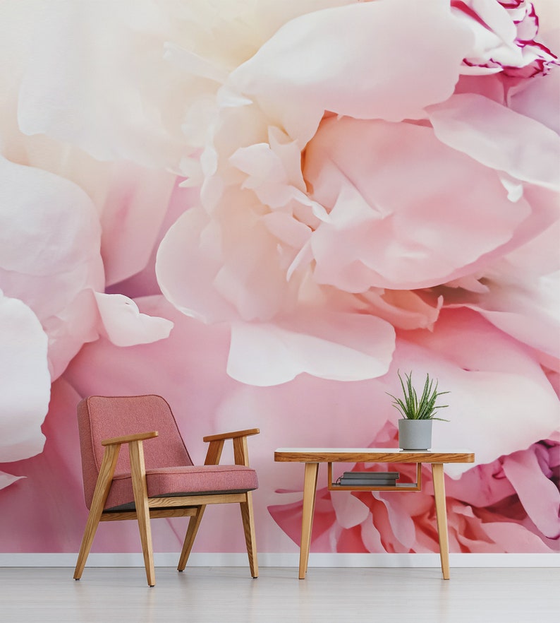 Pink Peony Flowers Wall Mural Self Adhesive Removable | Etsy