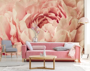 Beautiful peony wallpaper, peel and stick, floral wall decor, self adhesive removable wallpaper, temporary wall mural