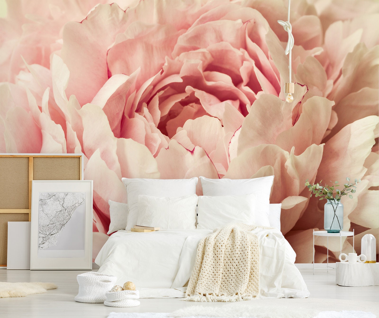 Beautiful peony wallpaper peel and stick floral wall decor | Etsy
