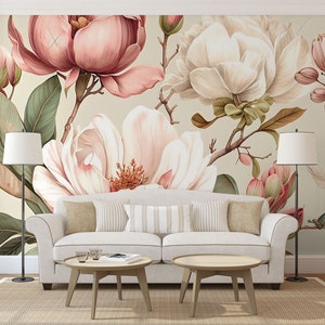 Carta da parati floreale leggera primaverile, carta da parati con fiori, autoadesiva, stacca e incolla, rimovibile o tradizionale, carta da parati in vinile