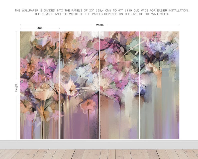 Buy Abstract Floral Wallpaper, Vintage Wall Mural, Self Adhesive, Peel