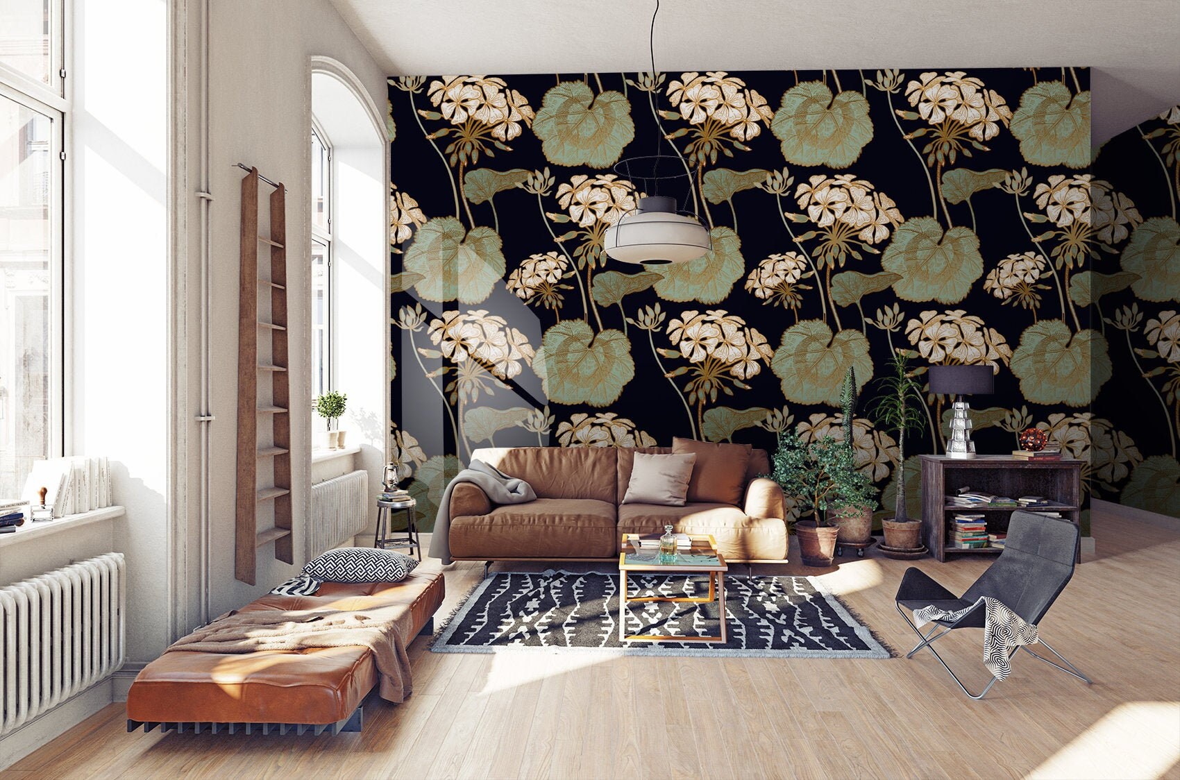 White Geranium Wallpaper Self Adhesive Dark Floral Wall - Etsy