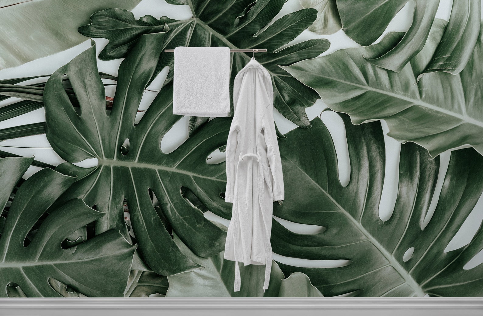 Monstera Leaf Wall Mural Peel and Stick Tropical Wallpaper, Removable ...