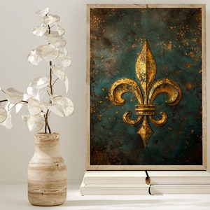 Fleur De Lis Art | Logo Oil Painting | Saints Fan Wall Art | New Orleans Poster Art | Home Decor Printable Art Digital Download