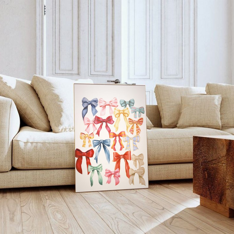 Watercolor Bows Print | Trendy Kids Room Wall Art (digital Download) - Etsy