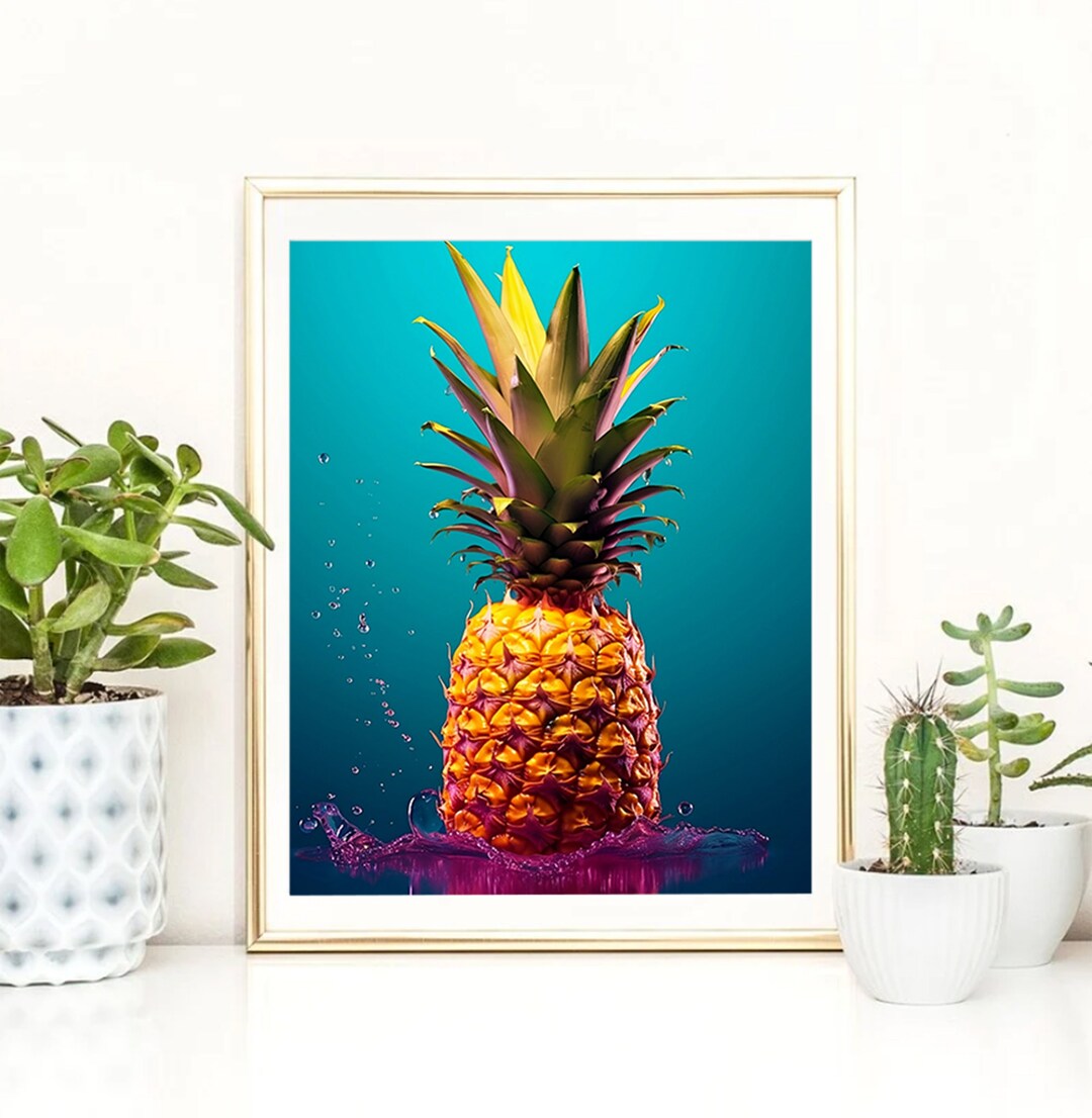 Pineapple Print, Tropical Wall Art, Pineapple Poster, Kitchen Wall ...