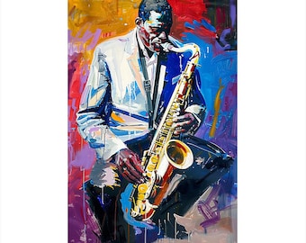 Pintura a óleo de John Coltrane | Pôster vintage de música jazz (Download digital)