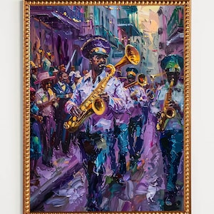 Bourbon Street Brass Band Oil Painting Art Print (Digital Download)
