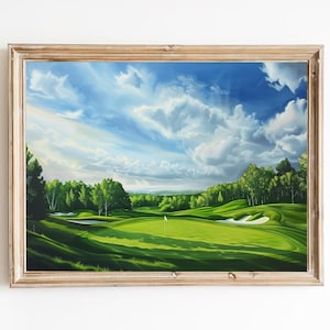 Golf Course Wall Art | Fathers Day Gift | Golf Lover Painting | Golf Club Print | Sports Artwork | Golf Sport Art | Digital Download