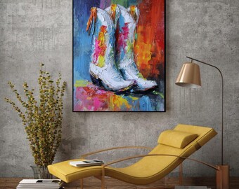 Colorful Cowboy Boots Art Print | Rustic Western Wall Decor (Digital Download)
