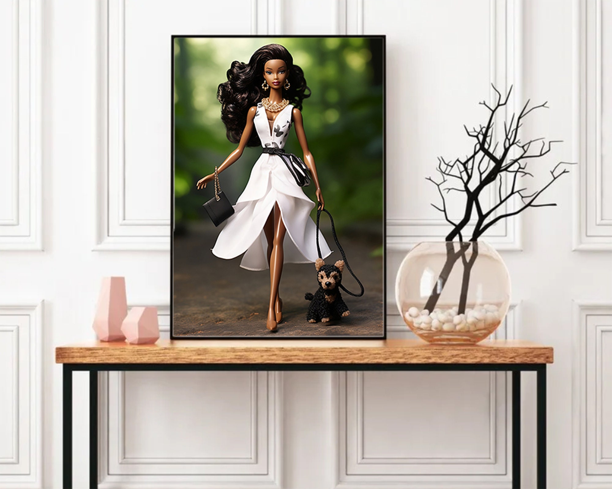 Black Barbie Poster Black Art Retro Decor Barbie Dog Doll Wall Art ...