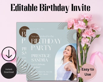 Minimalist Birthday Party Invitation Template, Adult Birthday (Digital Invite)