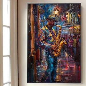 Bourbon Street Jazz Art Print | New Orleans Oil Painting (Digital Download)