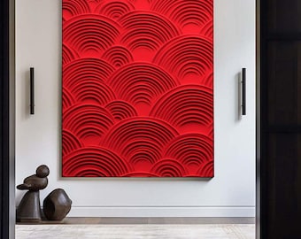 Red Geometric Wall Art | Wabi-Sabi Japandi Print (Digital Download)
