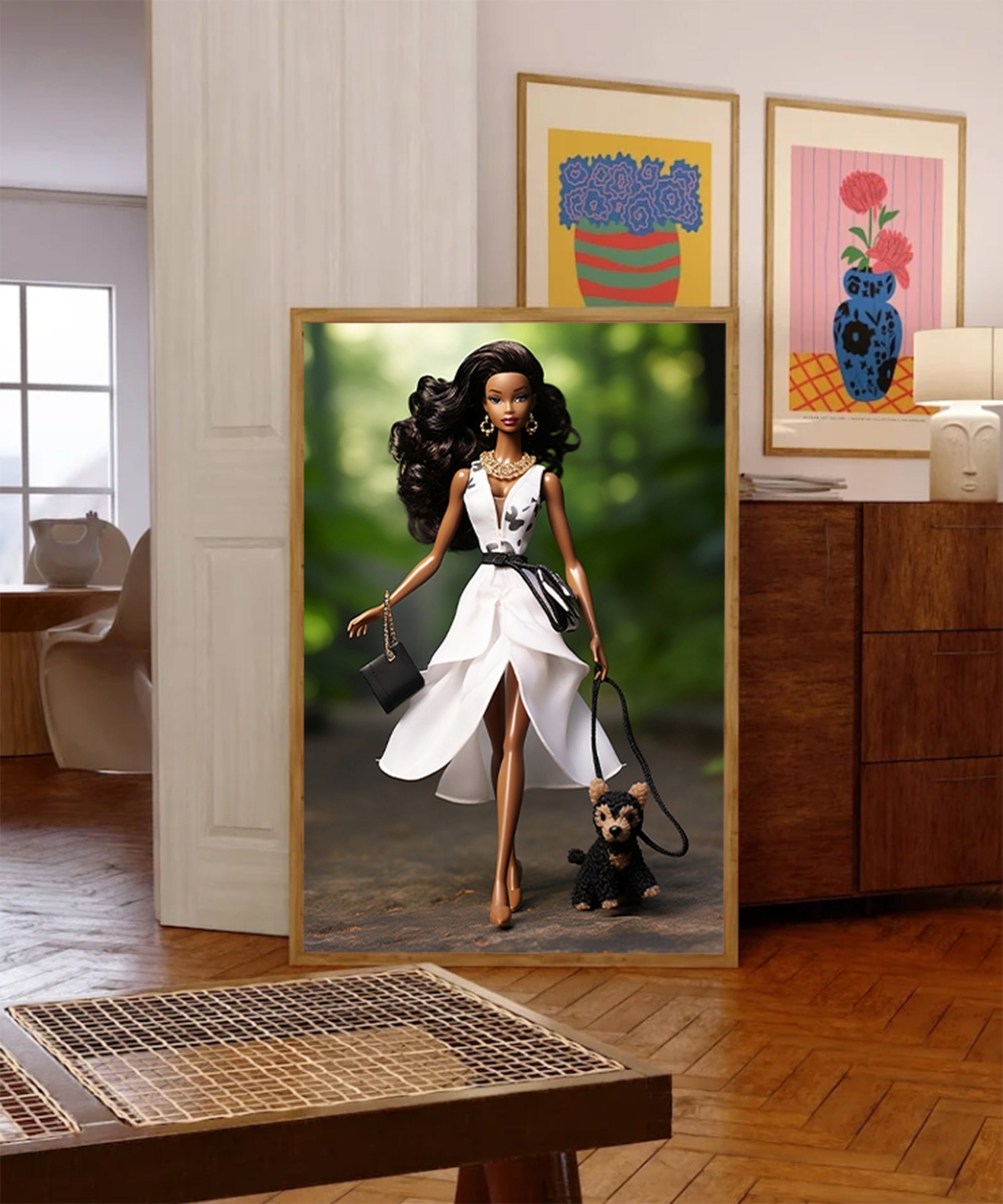 Black Barbie Poster Black Art Retro Decor Barbie Dog Doll Wall Art ...
