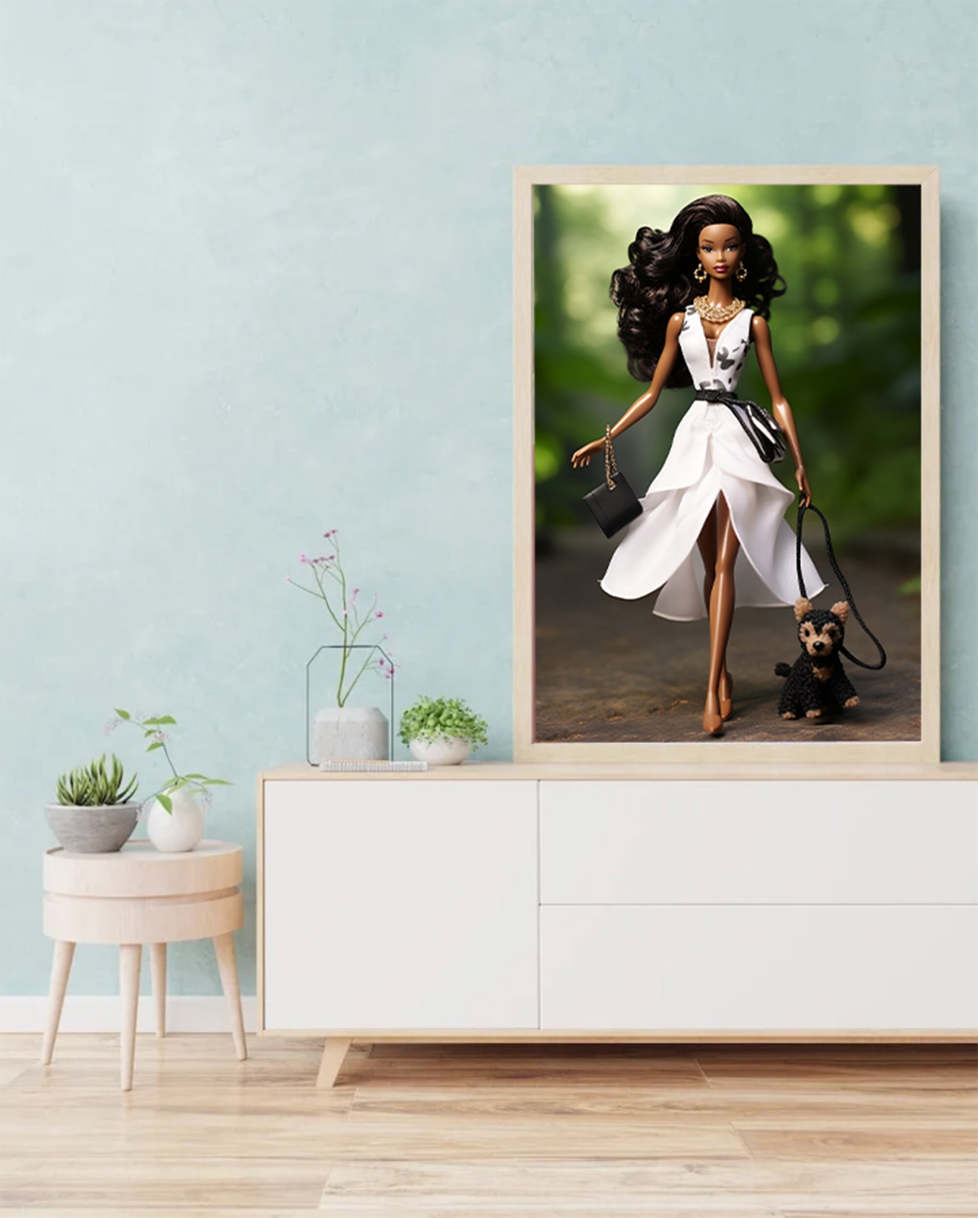 Black Barbie Poster Black Art Retro Decor Barbie Dog Doll Wall Art ...