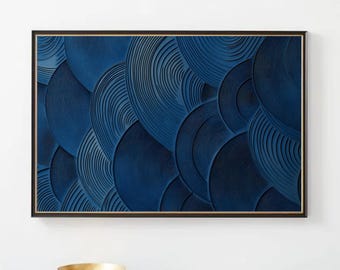 Blue Abstract Geometric Art Print | Japandi Style (Instant Download)